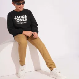 Jack & Jones Junior Boys Black Printed Full Sleeves Pullover Sweatshirt image 5