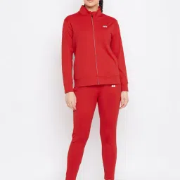 Clovia Red Slim Fit Tracksuit-image-67