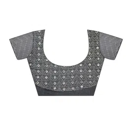 Satrani Grey Embroidered Saree With Unstitched Blouse image 5