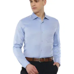 Louis Philippe Gods & Kings Blue Cotton Regular Fit Self Pattern Shirt-picture-29