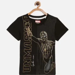 Octave Kids Black Spiderman Printed T-Shirt-image-88