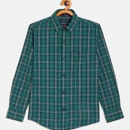 Crimsoune Club Kids Green Cotton Chequered Shirt-image-31