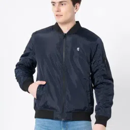 Red Tape Navy Full Sleeves Mandarin Collar Jacket-image-0