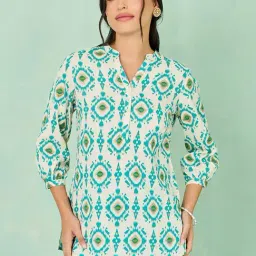 Styli Off-White & Blue Printed Tunic-image-2