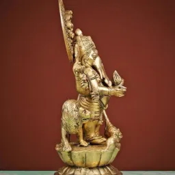 Ekaa Handicrafts Gold Brass Dhrishti Ganesha Statue with Lion image 2