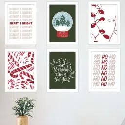 Art Street Beige Synthetic Merry & Bright Christmas Gallery Wall Art - Set of 6-picture-17