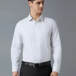 Reid & Taylor White Cotton Slim fit Stripes Shirt-picture-20