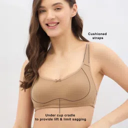 Clovia Beige Cotton Regular Fit Bra image 5