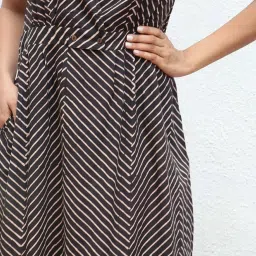 Chidiyaa Daydreaming In Monochrome Caramel Fondue Handblock Printed Cotton Dress image 5