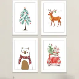Art Street Beige Synthetic Merry Christmas Bundle Gallery Wall Art - Set of 4-picture-25