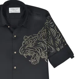 Charchit Boys Black Comfort Fit Shirt image 5