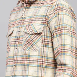 Monte Carlo Beige Cotton Regular Fit Checks Shirt image 5
