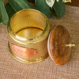 Ambi Hammered Gold Brass Storage container- Set of 2 image 5