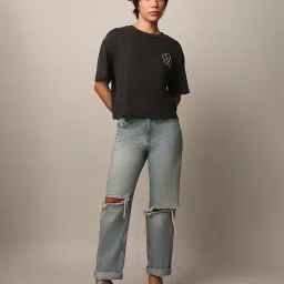 Only Black Cotton Embellished T-Shirt image 5