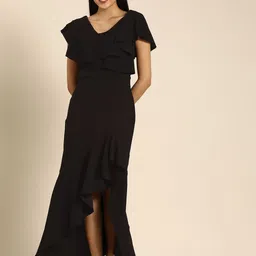DODO & MOA Black Solid Maxi Dress-picture-25