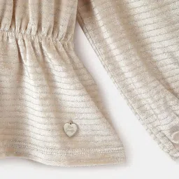 Blue Giraffe Girls Cream Striped Full Sleeves 1 Top image 5