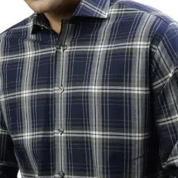 Bruun & Stengade Blue Cotton Regular Fit Checks Shirt image 4