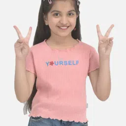 Crimsoune Club Kids Pink Printed T-Shirt-image-81