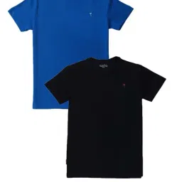 Palm Tree Kids Blue & Black Cotton Regular Fit T-Shirt (Pack of 2)-picture-20