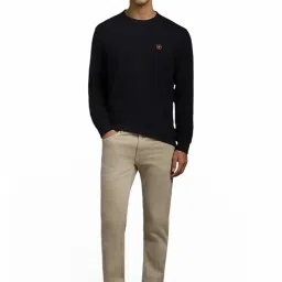 Louis Philippe Black Regular Fit Texture Sweatshirt image 5