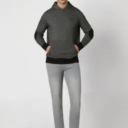 Van Heusen Grey Cotton Regular Fit Printed Hooded Sweatshirt image 5