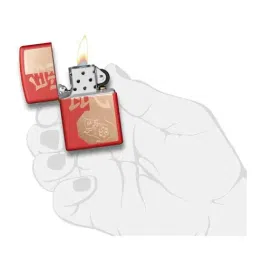 Zippo Red & Gold Year of The Rat Brass Pocket Lighter image 3
