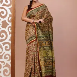 Unnati Silks Green Printed Saree With Unstitched Blouse-picture-30