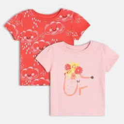 MINIKLUB Girls Red & Pink Printed Top - Pack of 2-image-37