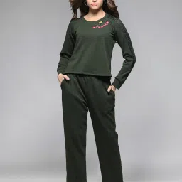 SHAYE Green Polyester Regular fit Embroidery Jump suits image 5