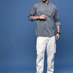 showoffff Showoff Grey Cotton Slim Fit Printed Shirt image 5