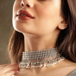 Rubans Silver Plated White Necklace for Women-image-91