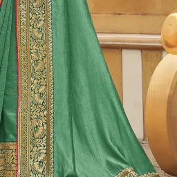 Saree Mall Green Woven Sarees With Unstitched Blouse image 5