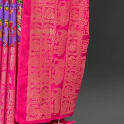 Saree Mall Lilac Printed Sarees With Unstitched Blouse image 5