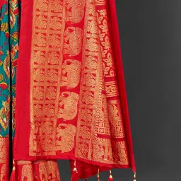 Saree Mall Blue Printed Sarees With Unstitched Blouse image 5