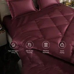 Stoa Paris Day Night Collection Velvet Wine Polyester 150 GSM Comforter image 5