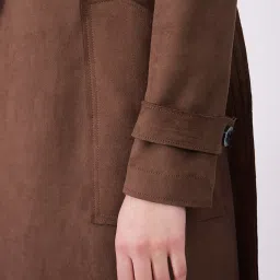 Fablestreet Brown Regular Fit Overcoat image 5