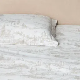 Westside Home Beige Toile Printed King Bed Sheet Set-image-48