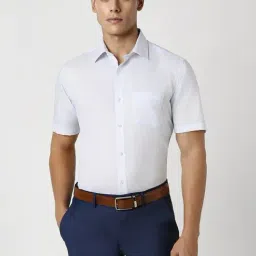 Van Heusen Blue Cotton Regular Fit Checks Shirt-picture-34