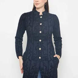 Madame Women Abstract Self Design Cardigan-picture-39