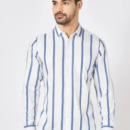 Byford By Pantaloons White Cotton Slim Fit Striped Shirt-picture-33