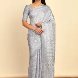 Soch Womens Grey Geometric Print Art Silk Saree-image-35