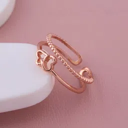 GC PREMIUM JEWELLERY Stainless Steel Rose Gold-Plated Dual Band Finger Ring-picture-29