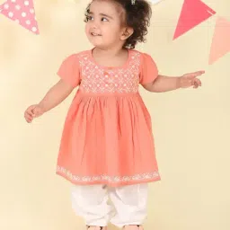 Fabindia Infant Girls Pink Cotton Chikankari 2pc Salwar Set-image-51