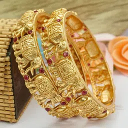 Panini jewels Set of 2 Gold-Plated Stones Elephant Designer Bangles-picture-28