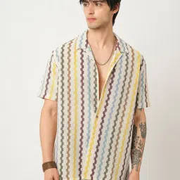 Vastrado Multicolored Cotton Relaxed Fit Self Pattern Shirt-picture-12