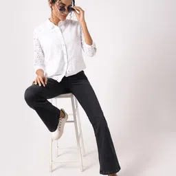 Kraus Jeans Women Flared High-Rise Light Fade Jeans image 2