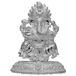 Sri Jagdamba Pearls 800 Silver Lord Gajanana Divine Idol - 66 gm-picture-0