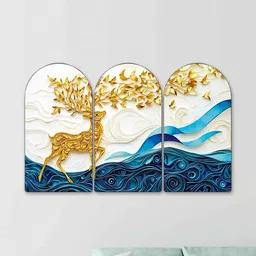 Myntra Elegant Homes White Set of 3 Piece MDF Birds and Animals Wall Paintings image 3