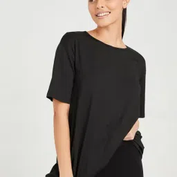 Styli Exercise is Fun Back Slogan Print Loose Fit Activewear T-shirt-picture-20