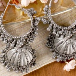 Teejh Alisha Silver Oxidized Jhumki Earrings-picture-27